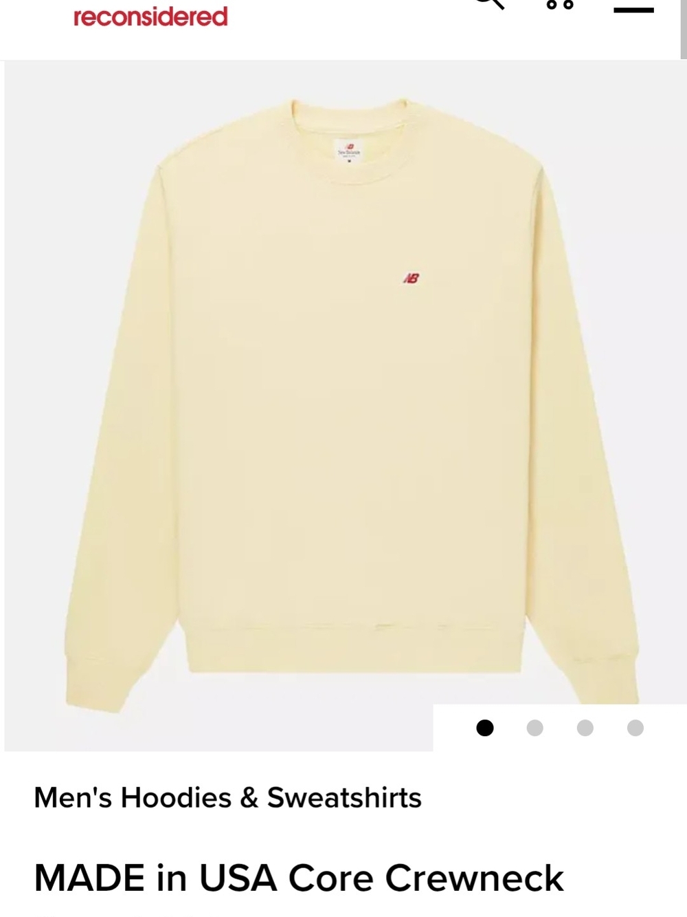 BWT $165 New Balance Made In The USA Men's Yellow Oversized Crewneck Sweatshirt